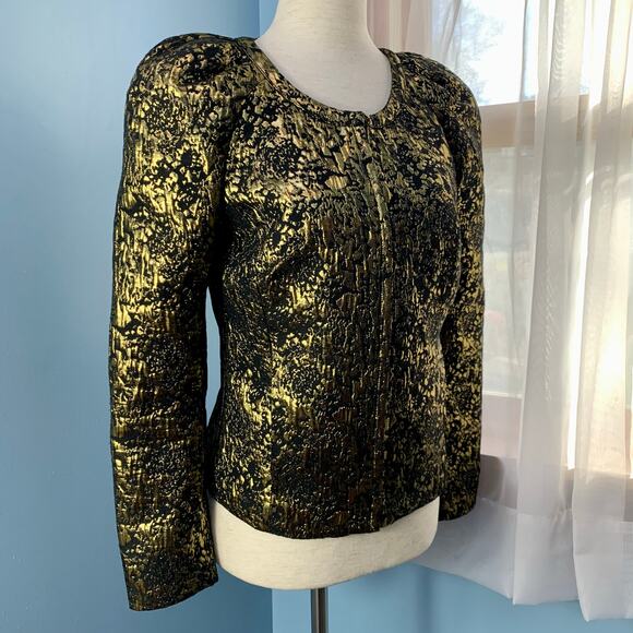 ASOS Gold Jacquard Jacket Size 4 - Picture 5 of 8